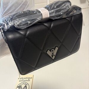 Valentino Orlandi Black Quilted Crossbody Bag